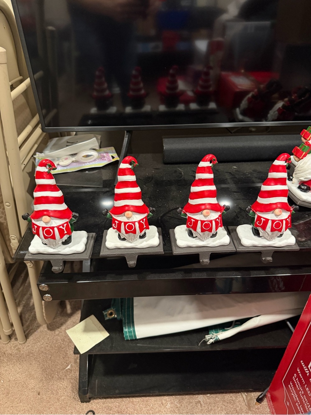 Pier 1 import Christmas decor Holiday Stocking Holders Set of 4 Joy theme